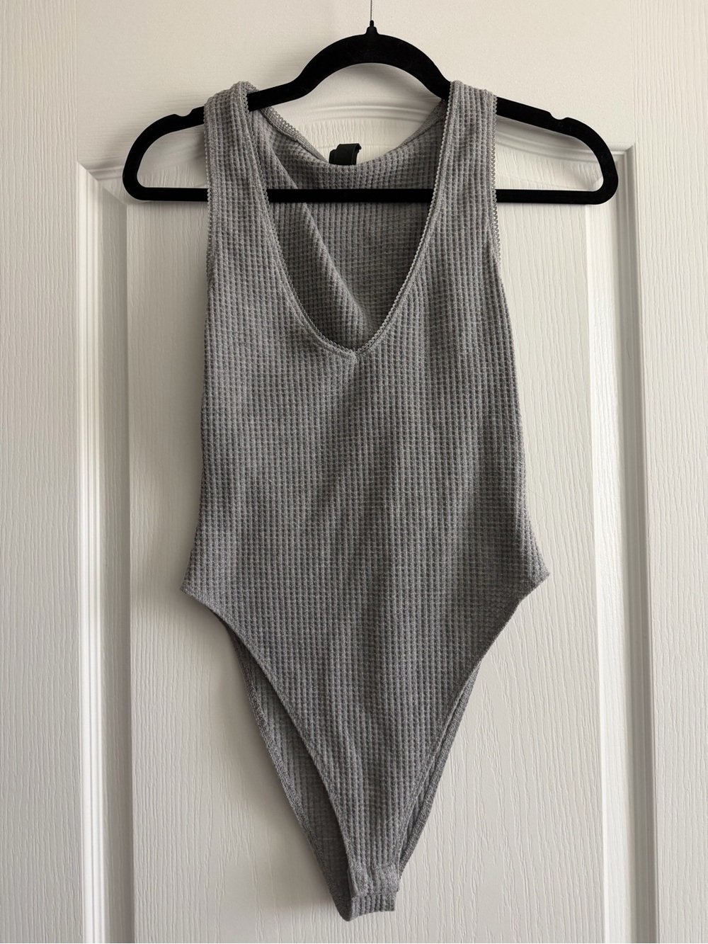 wild fable Gray Ribbed Women’s V-Neck Bodysuit